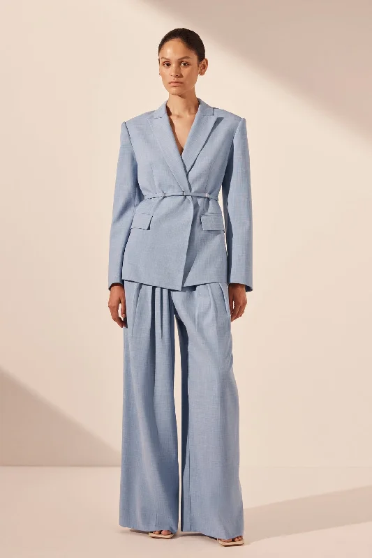 ASHER BELTED BLAZER - CHAMBRAY BLUE Smocked unclassified dresses