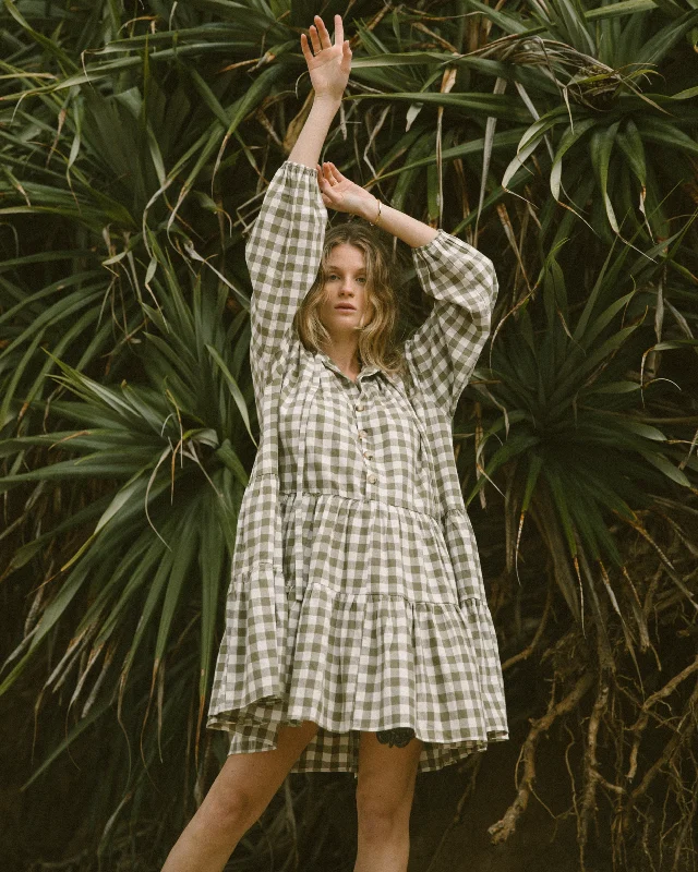 Avalon Smock Dress | Green Gingham Lounge unclassified dresses