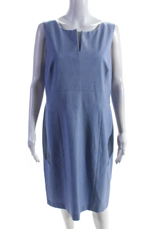 Banana Republic Womens Y Neck Woven Sleeveless Sheath Dress Light Blue Lace unclassified dresses