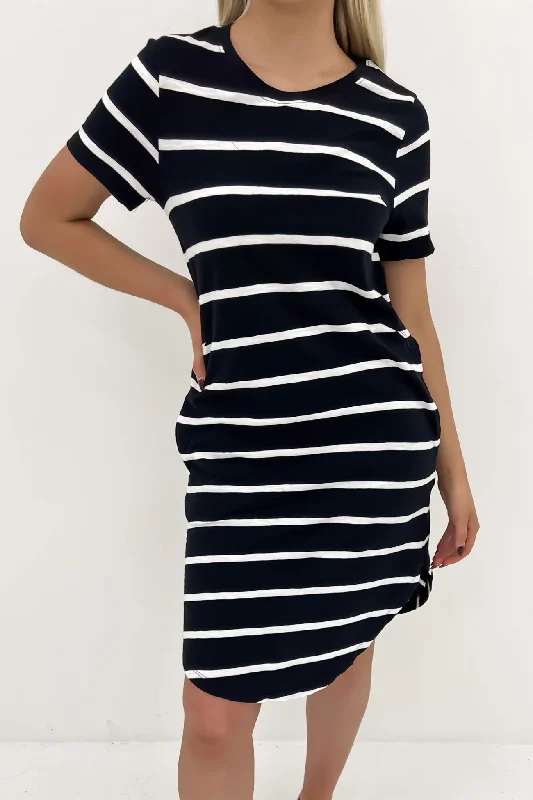 Bay Stripe Dress Black White Stripe Breathable unclassified dresses