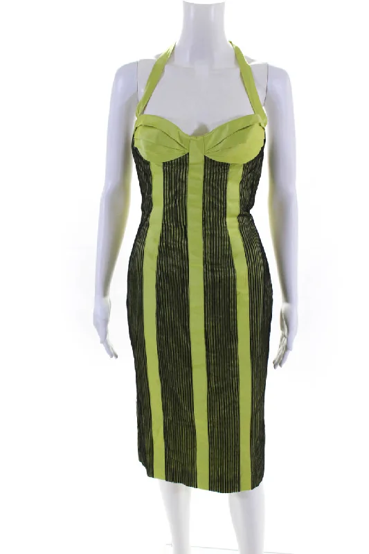 Cennamo Couture Rafael Cennamo Women's Halter Neck Sheath Dress Green High-end unclassified dresses