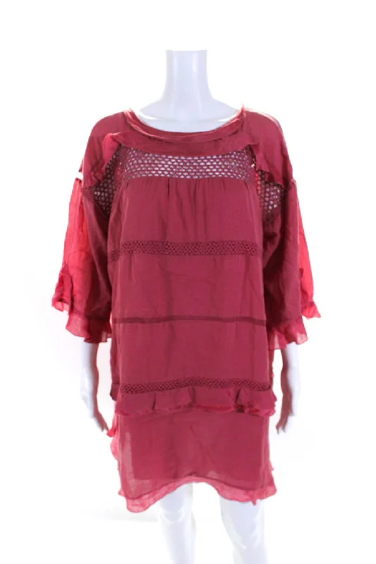 Etoile Isabel Marant Womens Ruffled Dress Pink Cotton Festival unclassified dresses