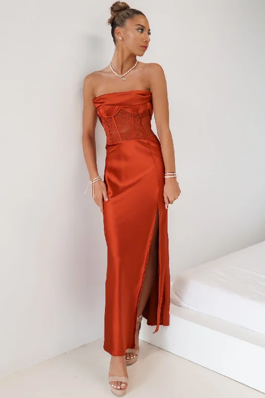 Jolene Formal Gown - Rust Brown Cotton unclassified dresses