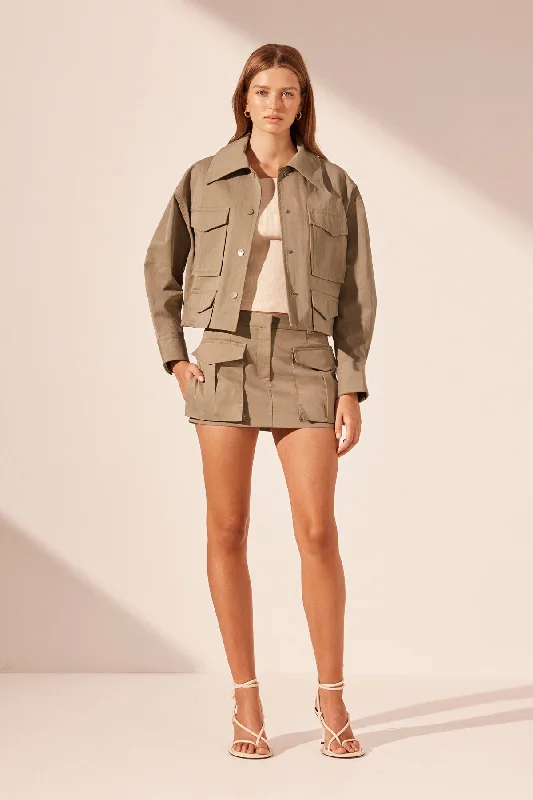 KAI PATCH POCKET CROP JACKET - GREY KHAKI Petite unclassified dresses