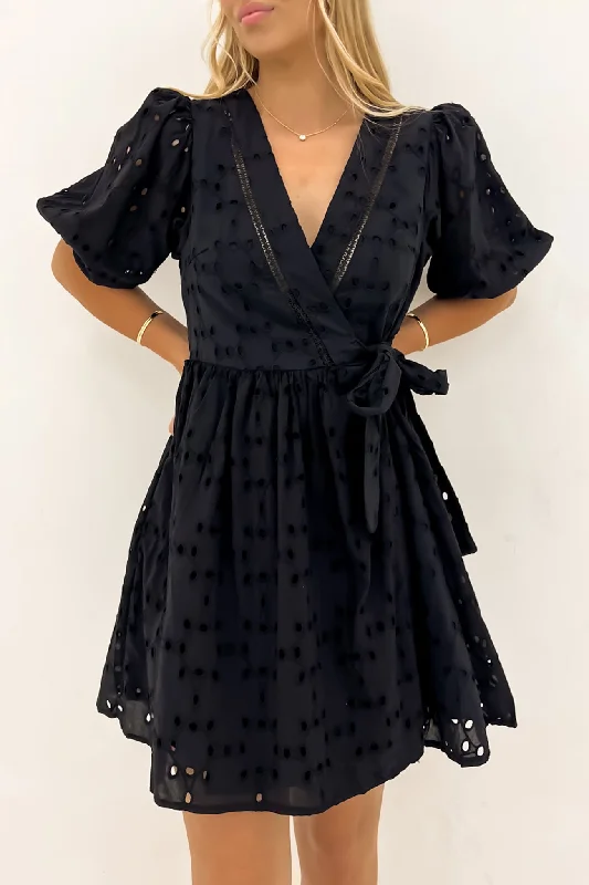 Kirby Wrap Dress Black Boho unclassified dresses