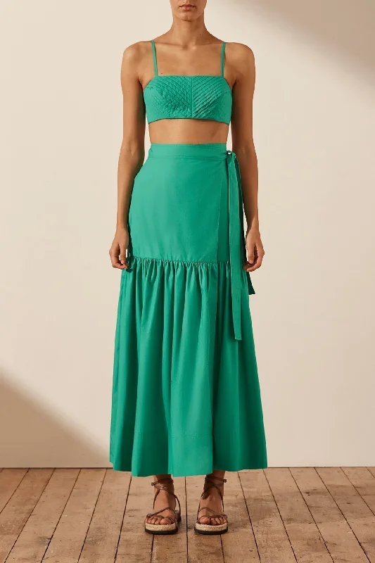 KOHALA PLEATED BRALETTE - JADE Metallic unclassified dresses