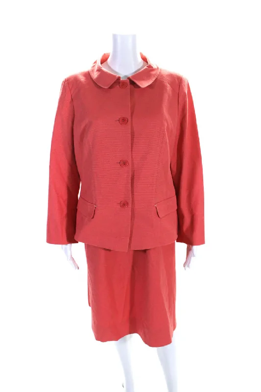 Lafayette 148 New York Womens Shift Dress Jacket Set Coral Pink Vacation unclassified dresses