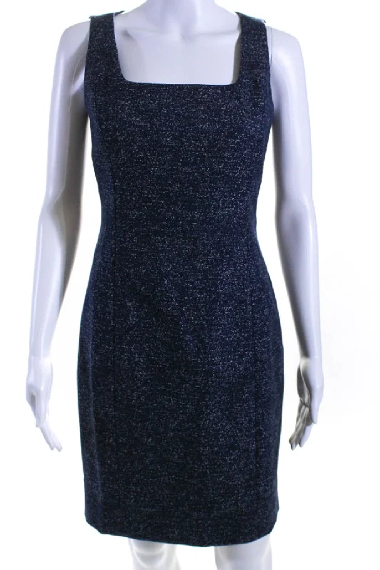 Michael Kors Collection Womens Back Zip Square Neck Speckled Dress Blue Plus size unclassified dresses