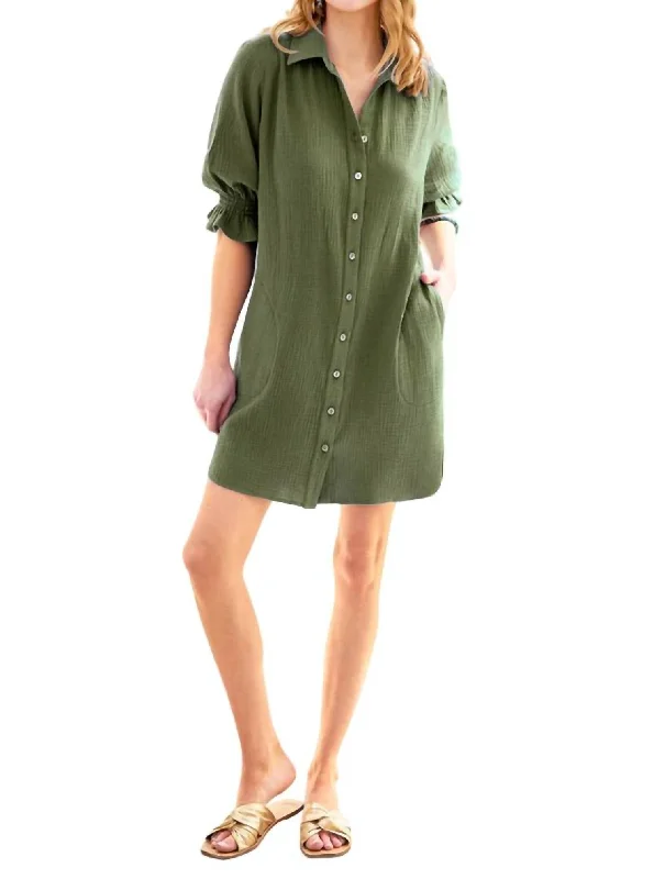 Miller Gauze Dress In Olive Club unclassified dresses