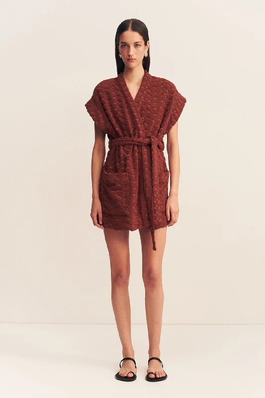 PAULINE SLEEVELESS ROBE - COGNAC Open-back unclassified dresses