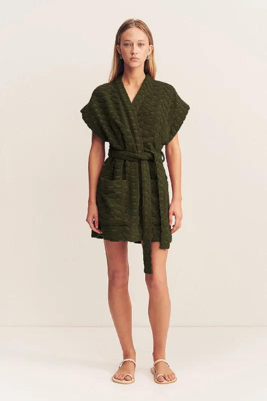 PAULINE SLEEVELESS ROBE - KHAKI Halter unclassified dresses