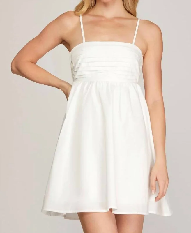 Pleated Cut Out Dress In White Party unclassified dresses