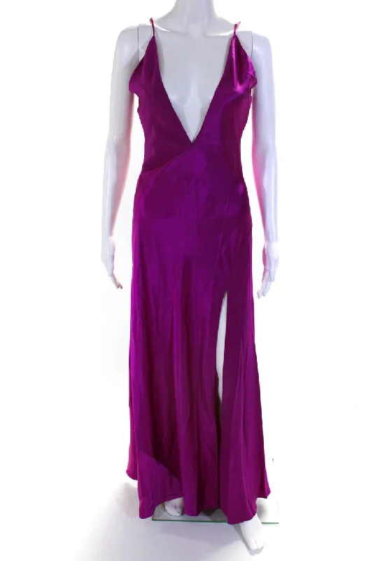 Sergio Hudson Womens Zigzag Seamed Gown - Magenta Women's unclassified dresses