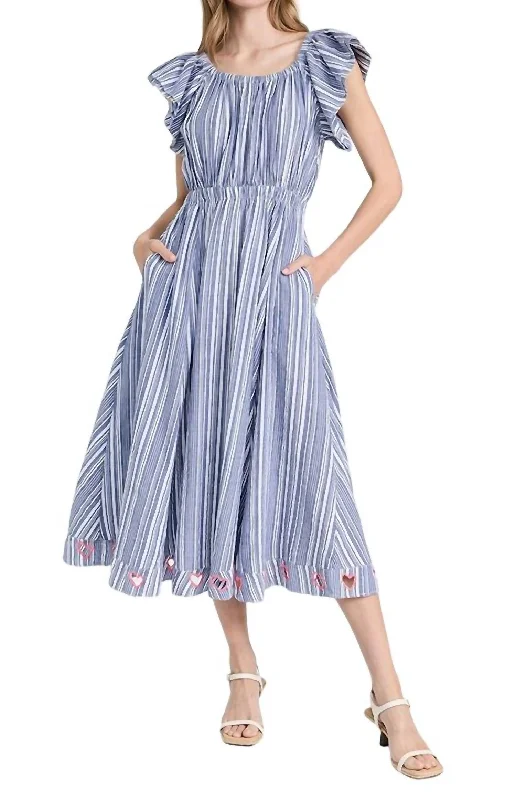 Tailor Stripe Dress In Blue/white Gothic unclassified dresses