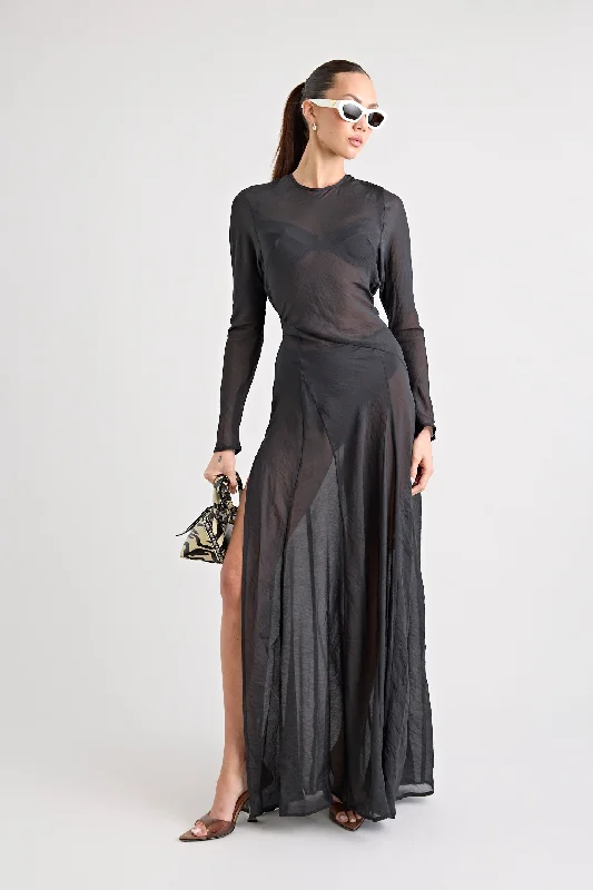 TERRAZZA SHEER GOWN | BLACK Long unclassified dresses