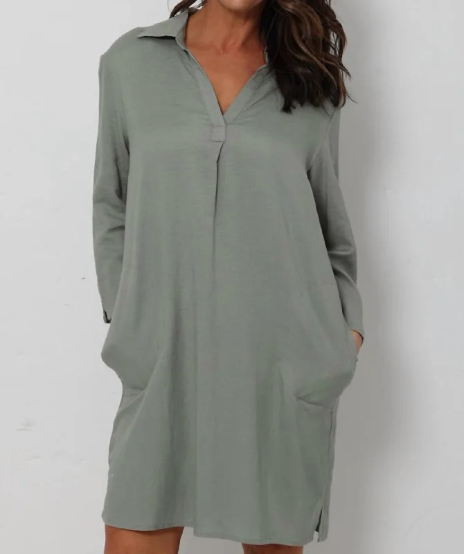 Three-Quarter Pocket Dress In Sage Summer unclassified dresses